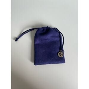 Tory Burch Navy Blue Velvet with Gold Hardware Jewelry Pouch
